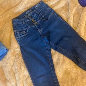 Dark blue high rise jeans